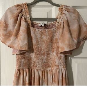 Ivy City Co Peach Floral Midi Dress